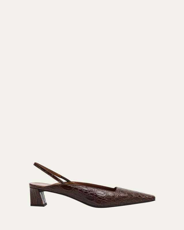 Morpheus Croc-Printed Leather Slingback Pumps
